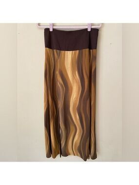 Women With Control by Renée Greenstein Brown Carwash Hem Skirt M